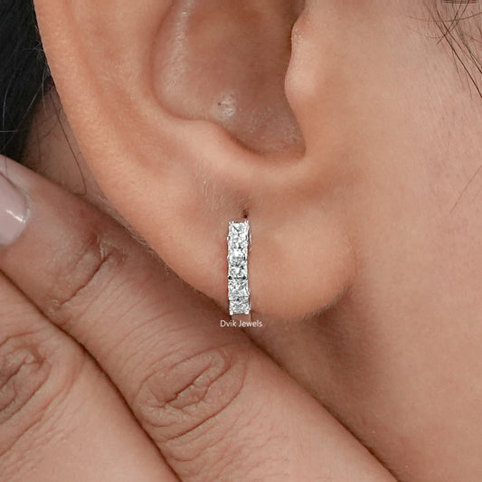Princess Cut Lab Diamond Hoop Earrings