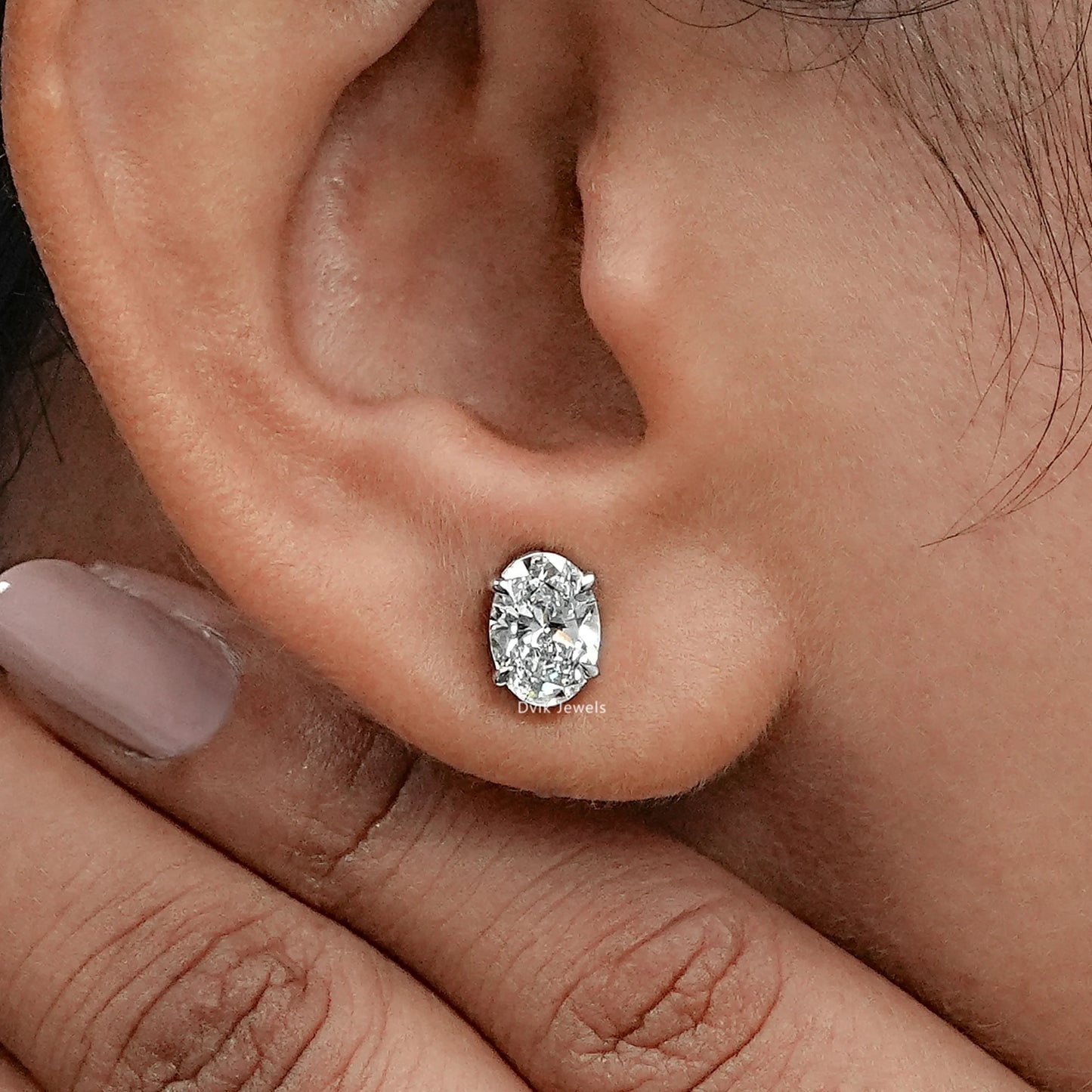 Oval Lab Grown Diamond Stud Earrings