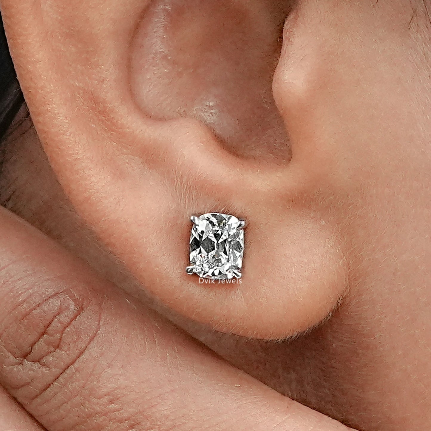 Old Mine Cushion Lab Diamond Stud Earrings