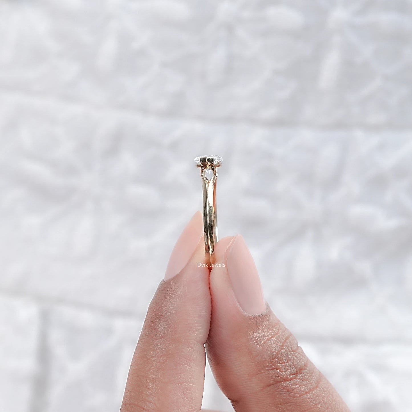 East-West Marquise Lab Diamond Half Bezel Ring