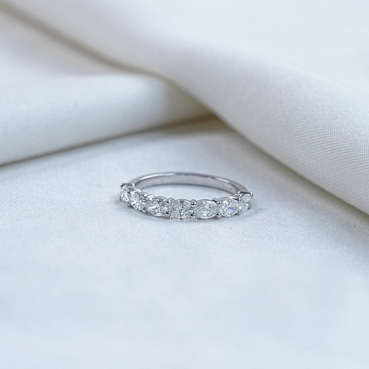 East West Oval Lab Diamond Seven Stone Band