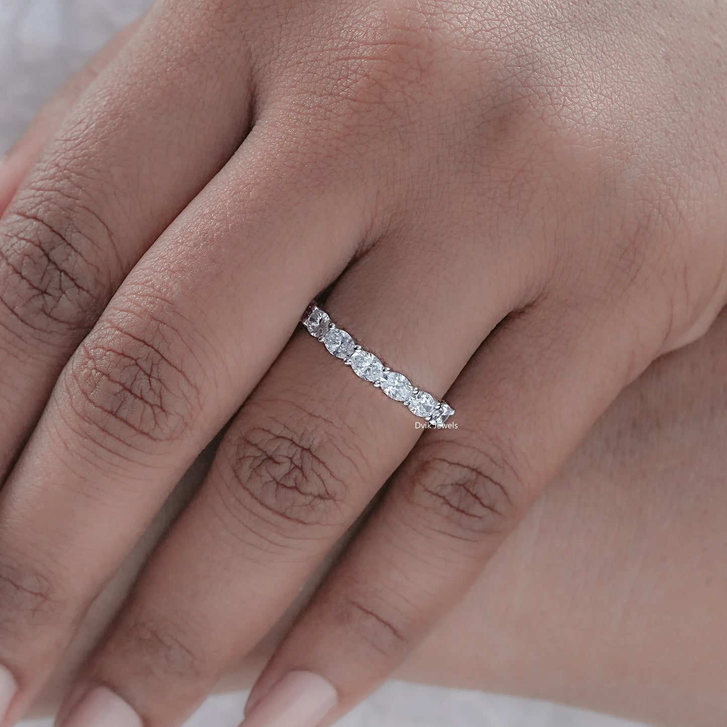 East West Oval Lab Diamond Seven Stone Band