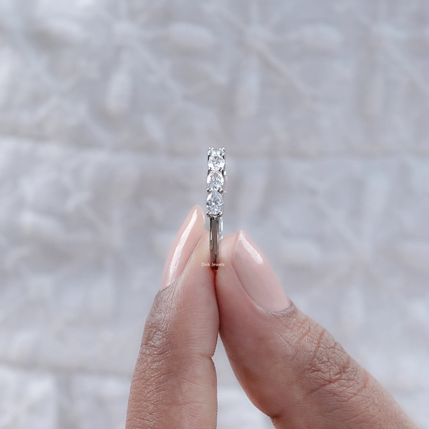 East West Oval Lab Diamond Seven Stone Band