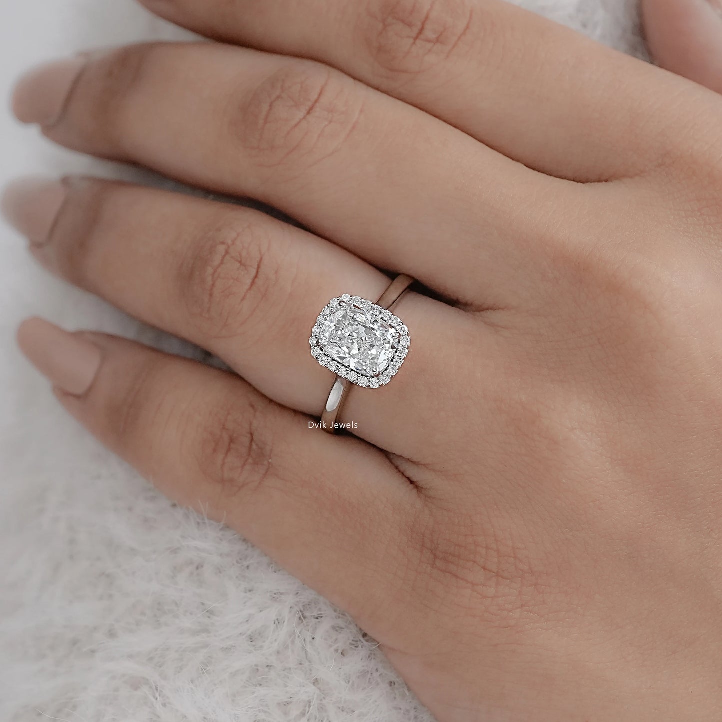 Cushion Cut Halo Diamond Engagement Ring