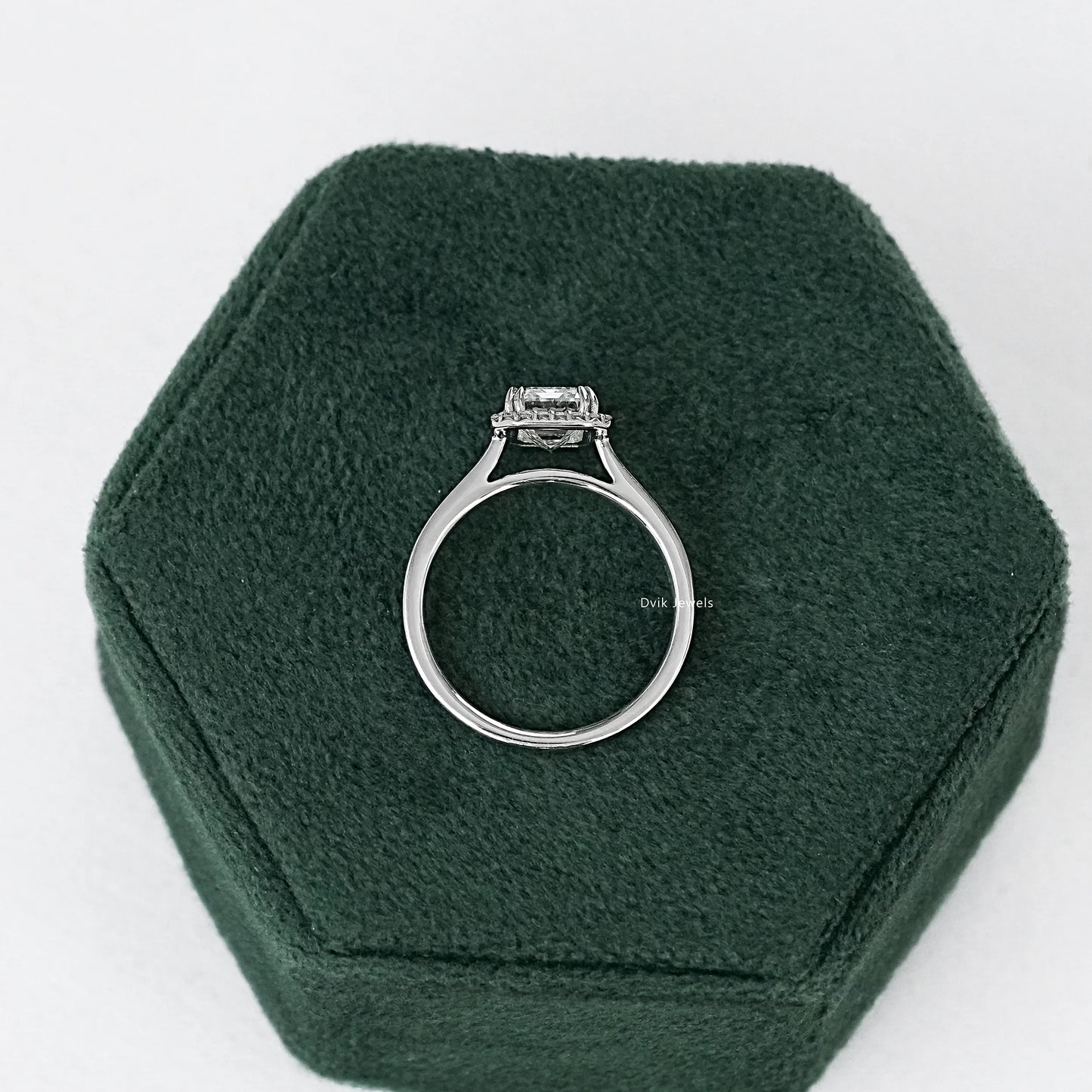 Emerald Cut Halo Lab Diamond Engagement Ring