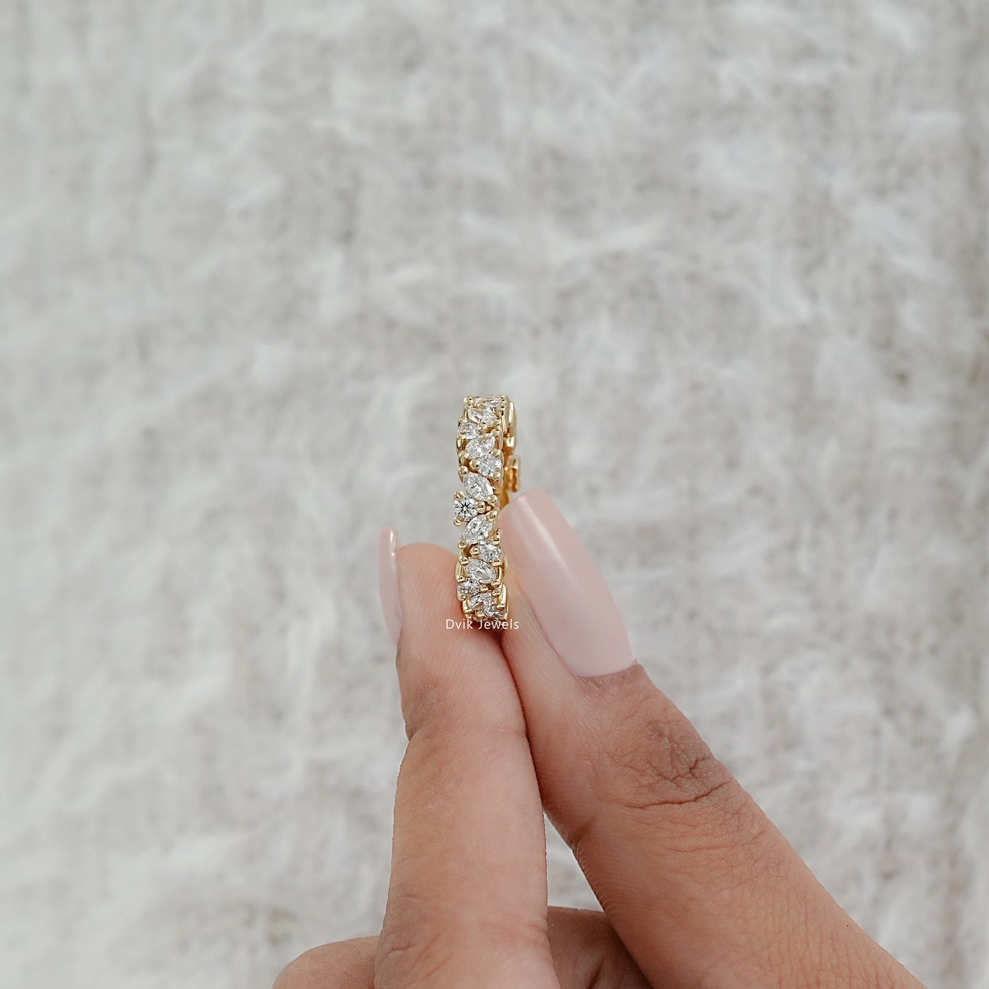 Marquise And Round Lab Diamond Wedding Band