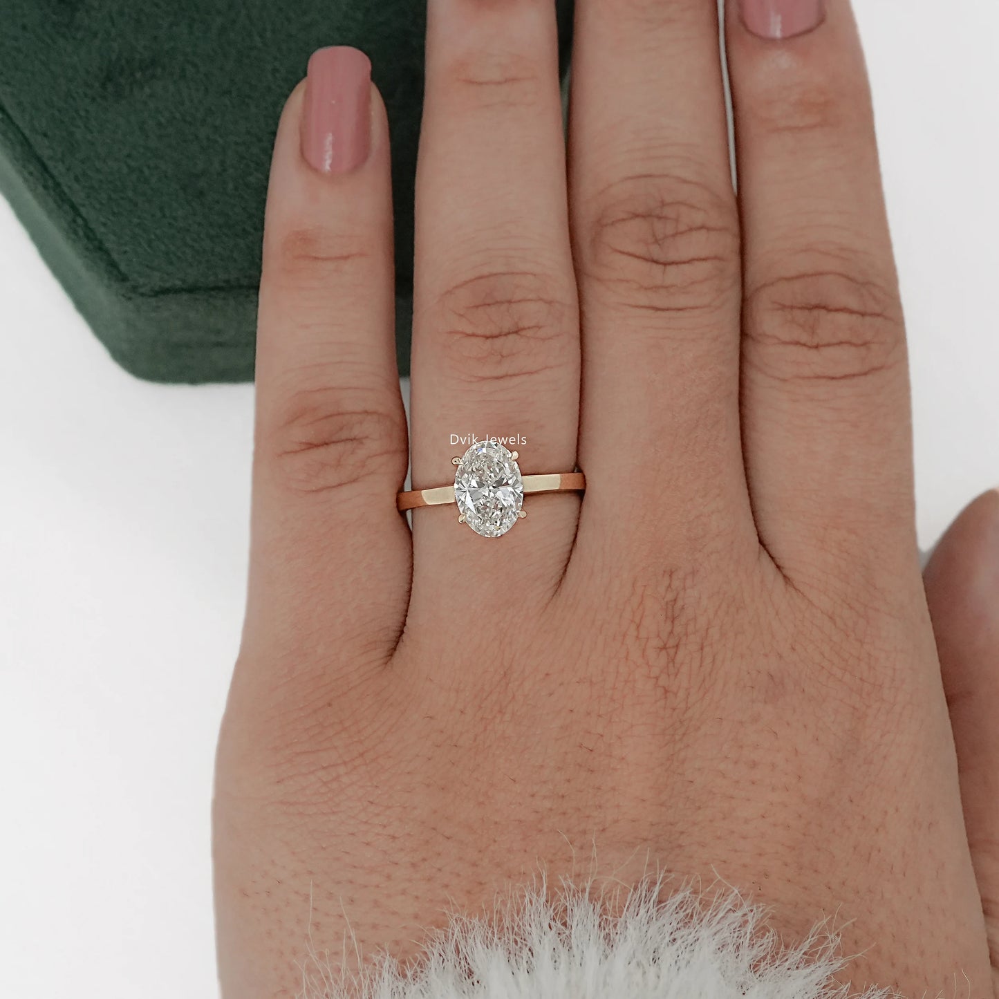 Hidden Halo Oval Lab Grown Diamond Solitaire Ring