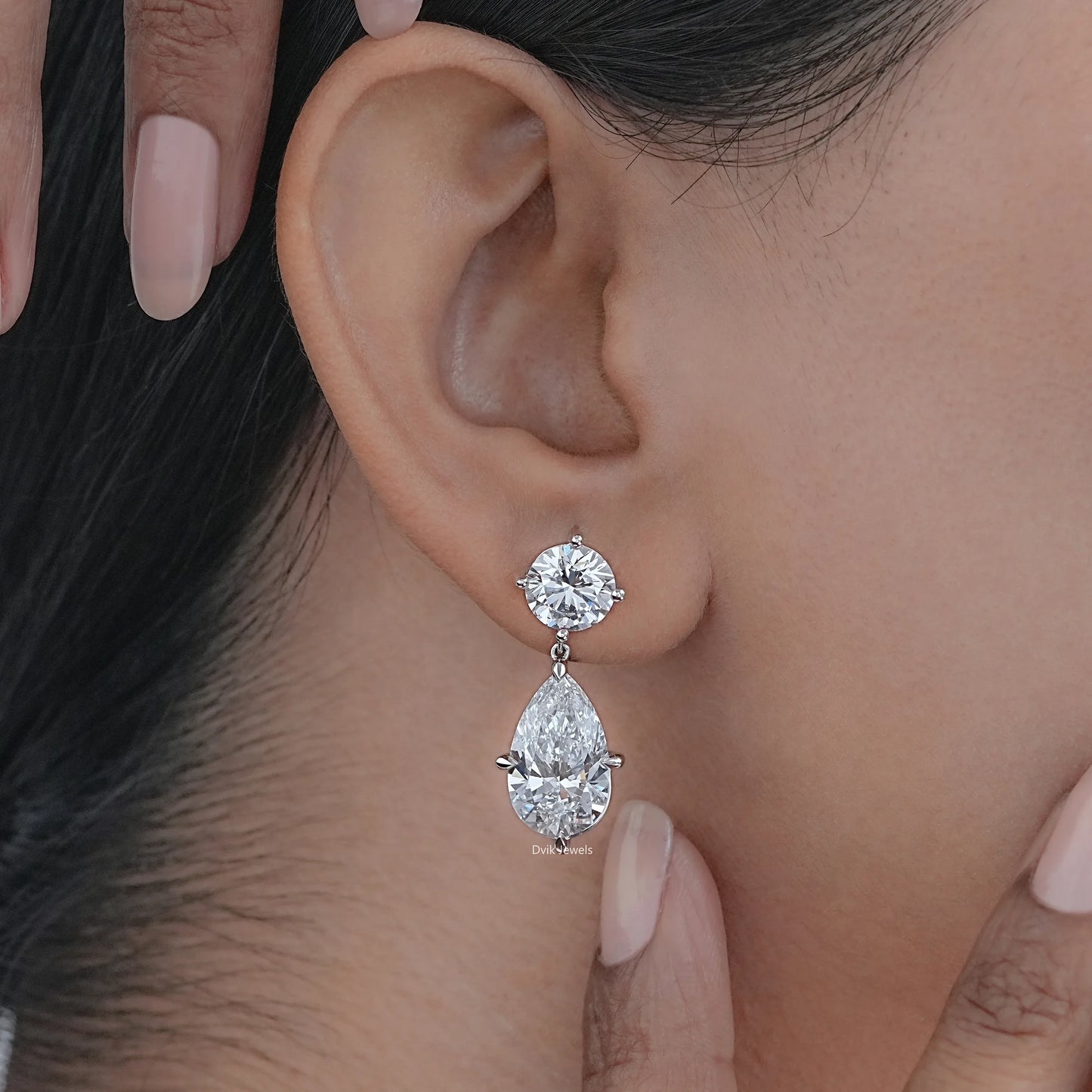 Pear Cut Lab Diamond Dangle Earrings