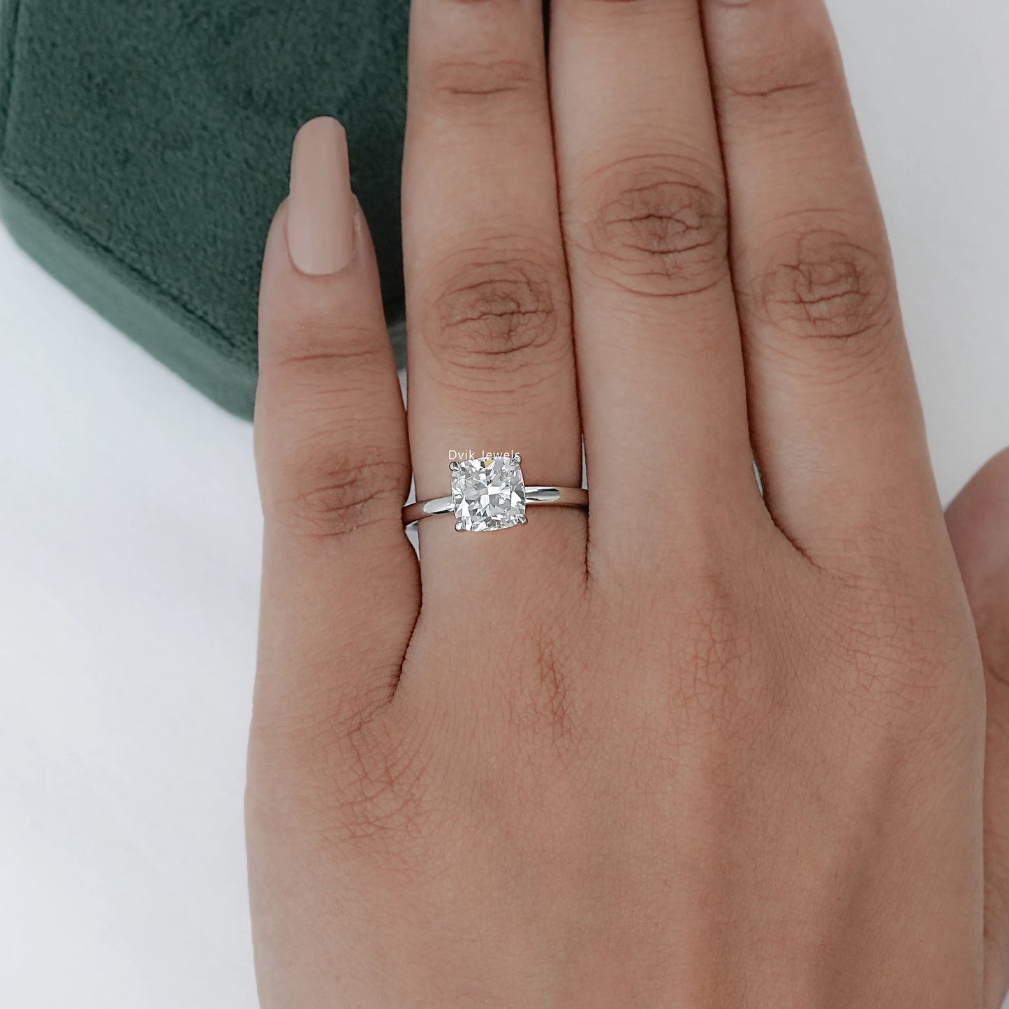 Square Cushion Cut Solitaire Lab Diamond Ring