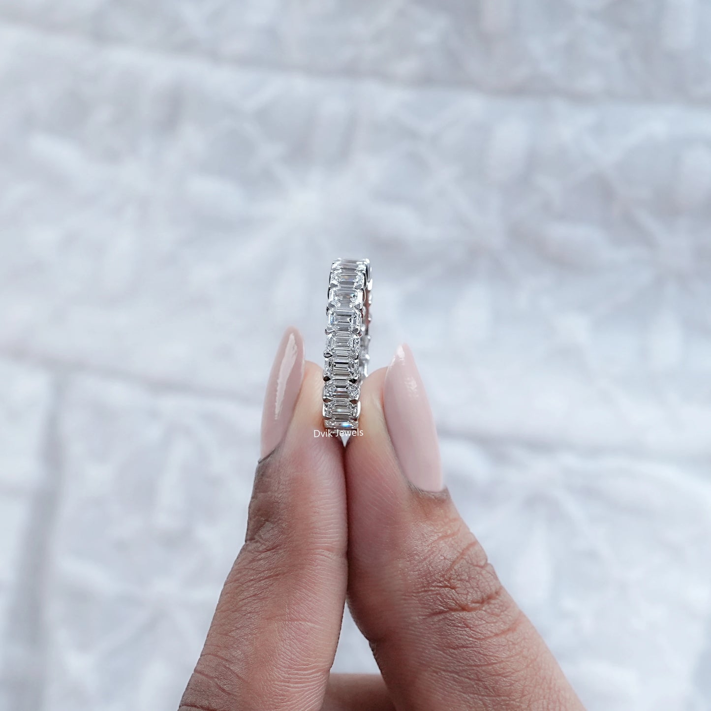 Emerald Cut Lab Grown Diamond Eternity Band