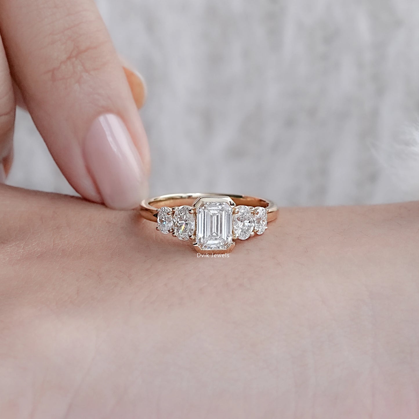 Half Bezel Set Five Stone Diamond Ring