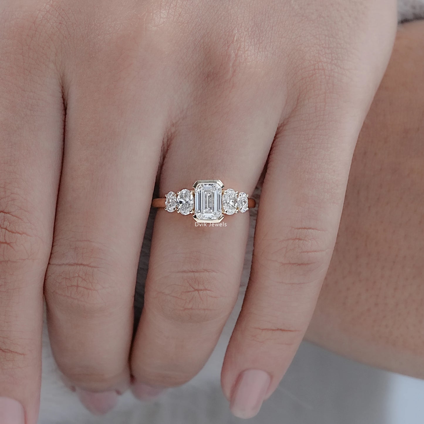Half Bezel Set Five Stone Diamond Ring