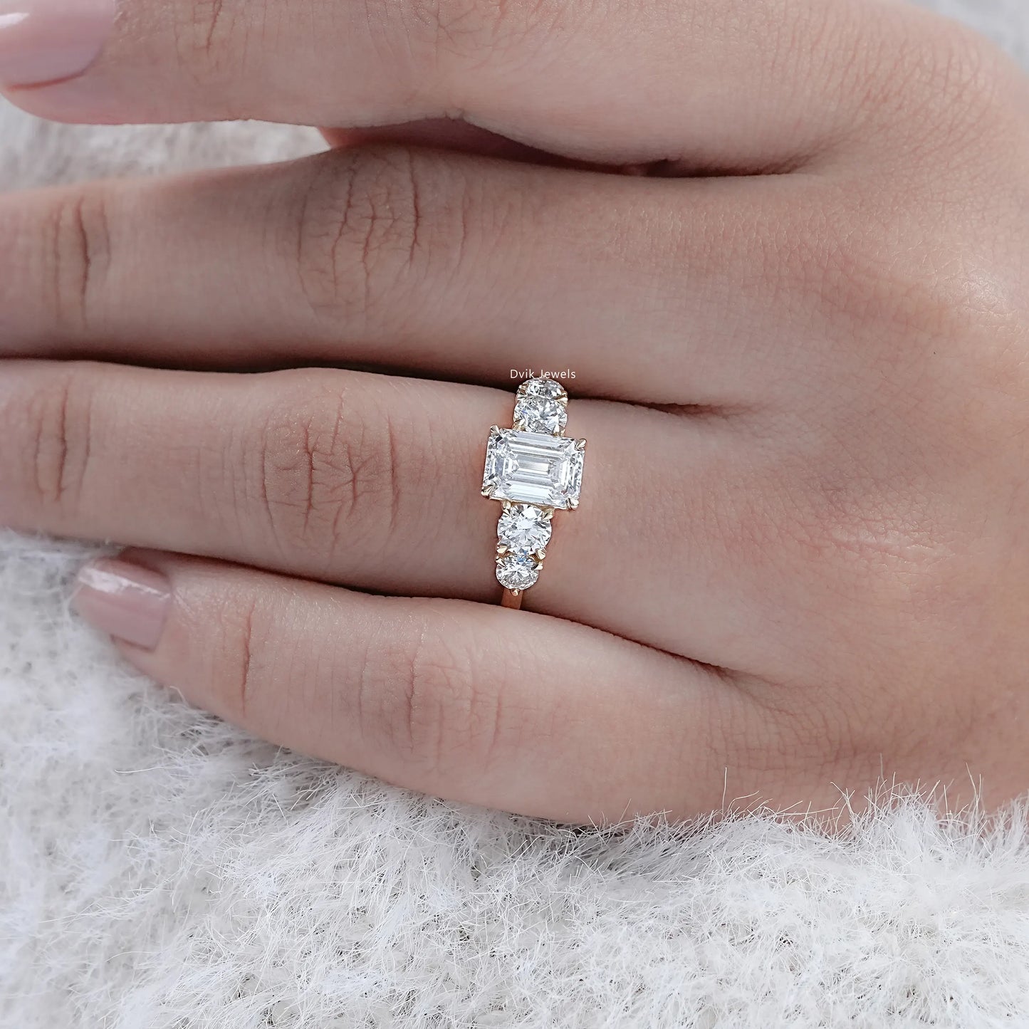 Emerald Cut Lab Diamond Five Stone Ring