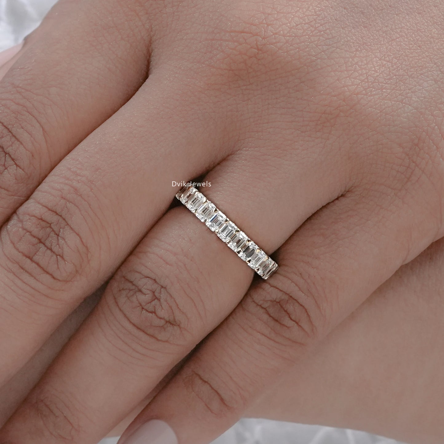 Emerald Lab Grown Diamond Wedding Band
