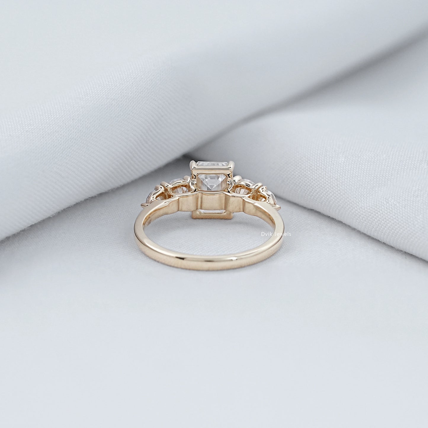 Five Stone Emerald Cut Lab Diamond Ring
