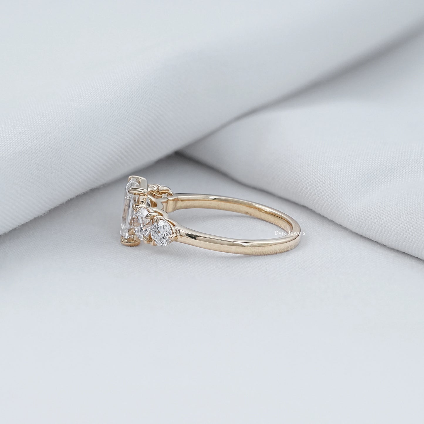 Five Stone Emerald Cut Lab Diamond Ring