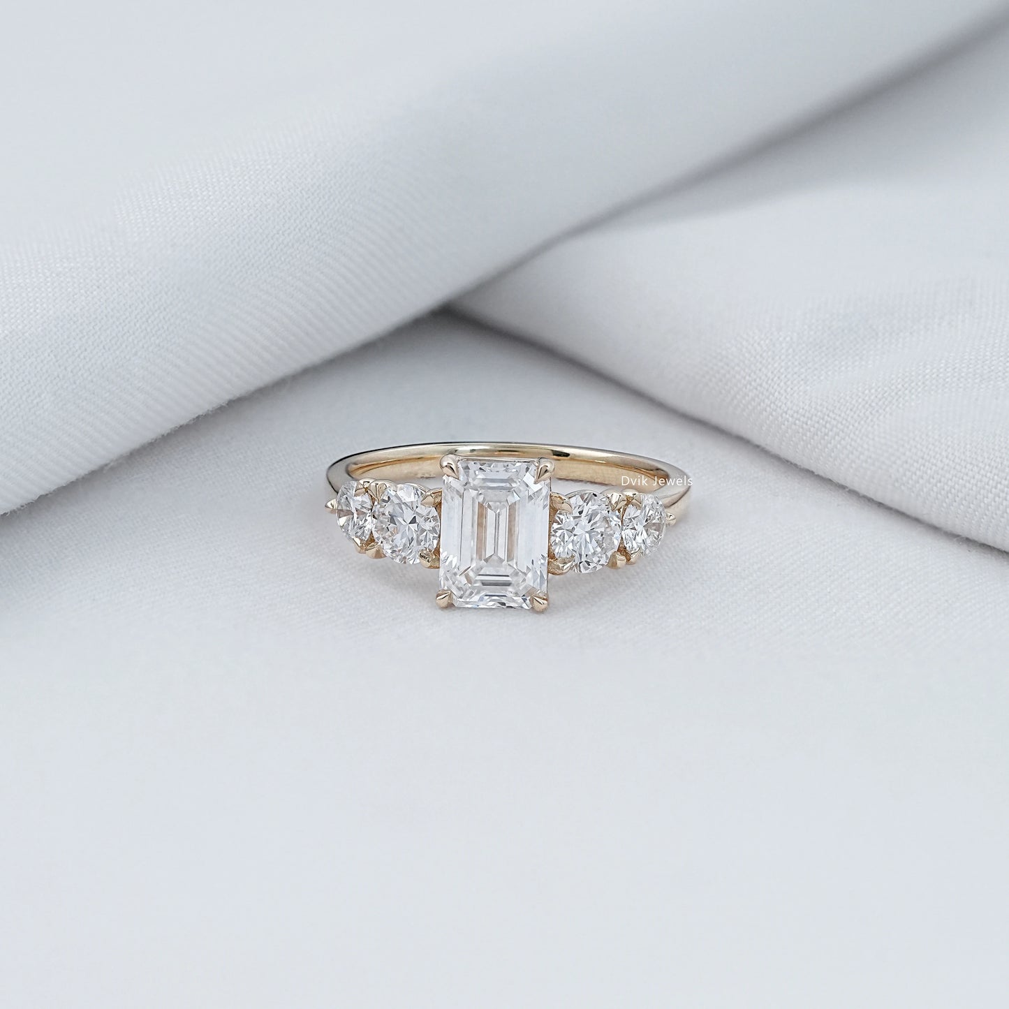 Emerald Cut Lab Diamond Five Stone Ring