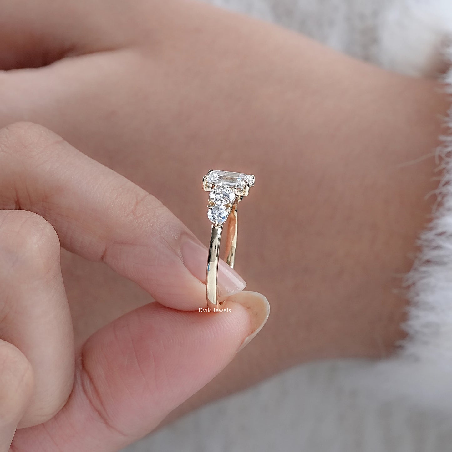 Emerald Cut Lab Diamond Five Stone Ring