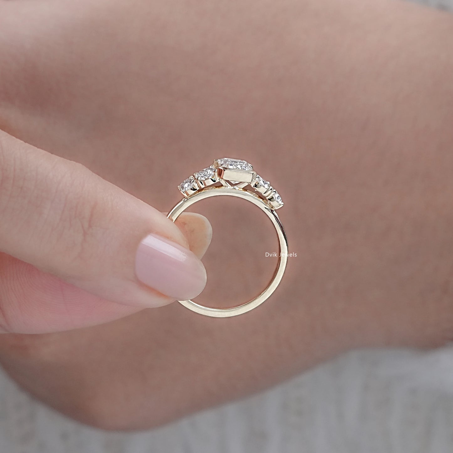 Half Bezel Set Five Stone Diamond Ring