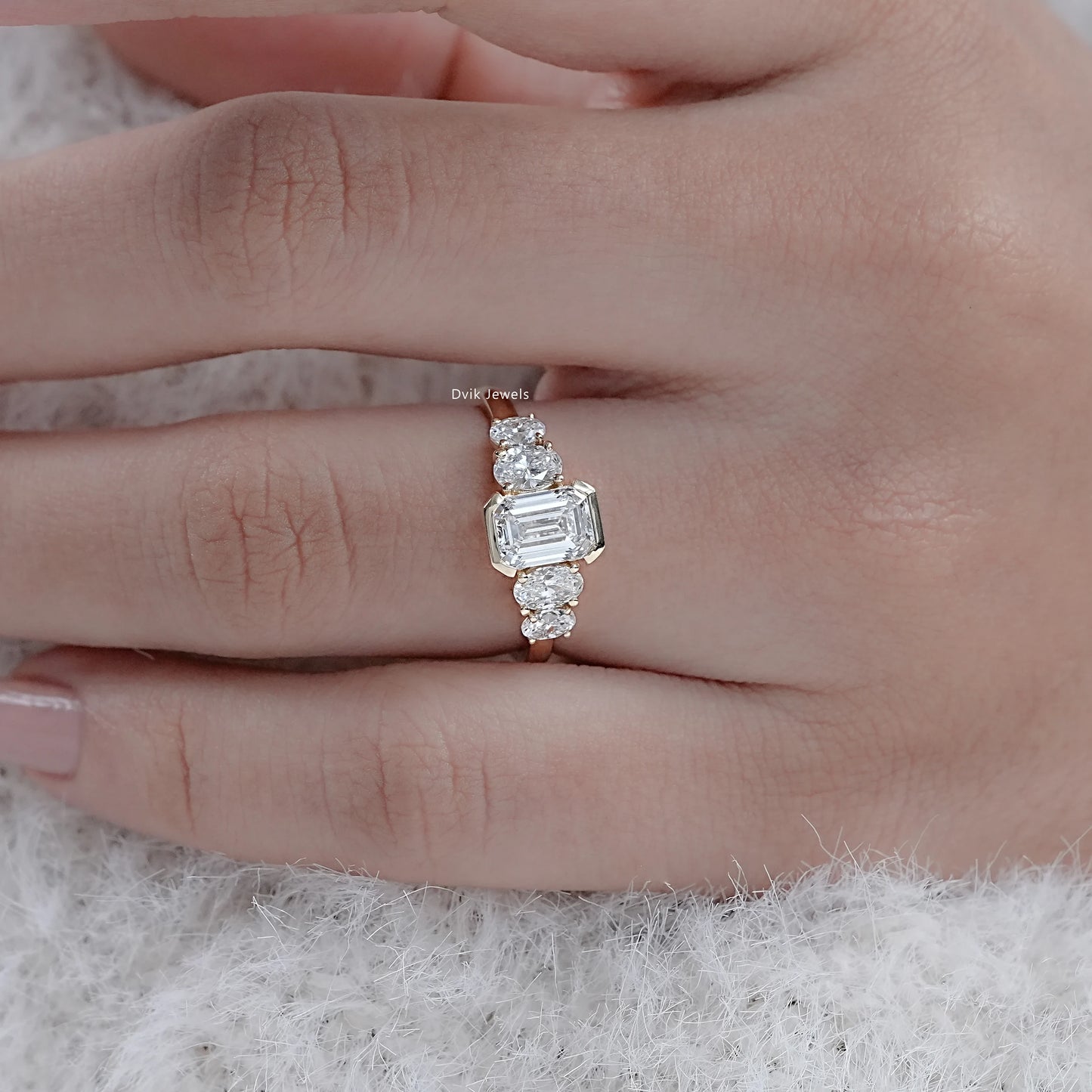 Half Bezel Set Five Stone Diamond Ring