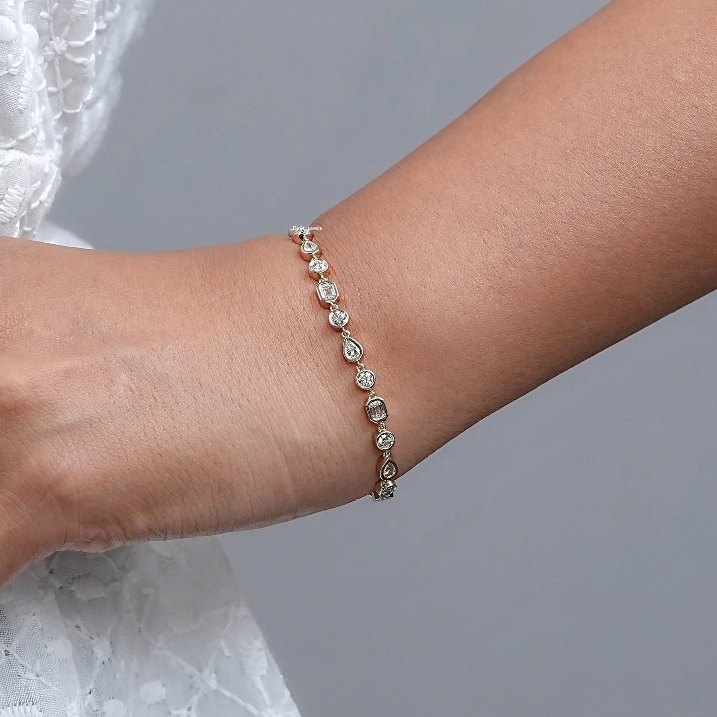 Multi Shape Lab Diamond Bezel Set Tennis Bracelet
