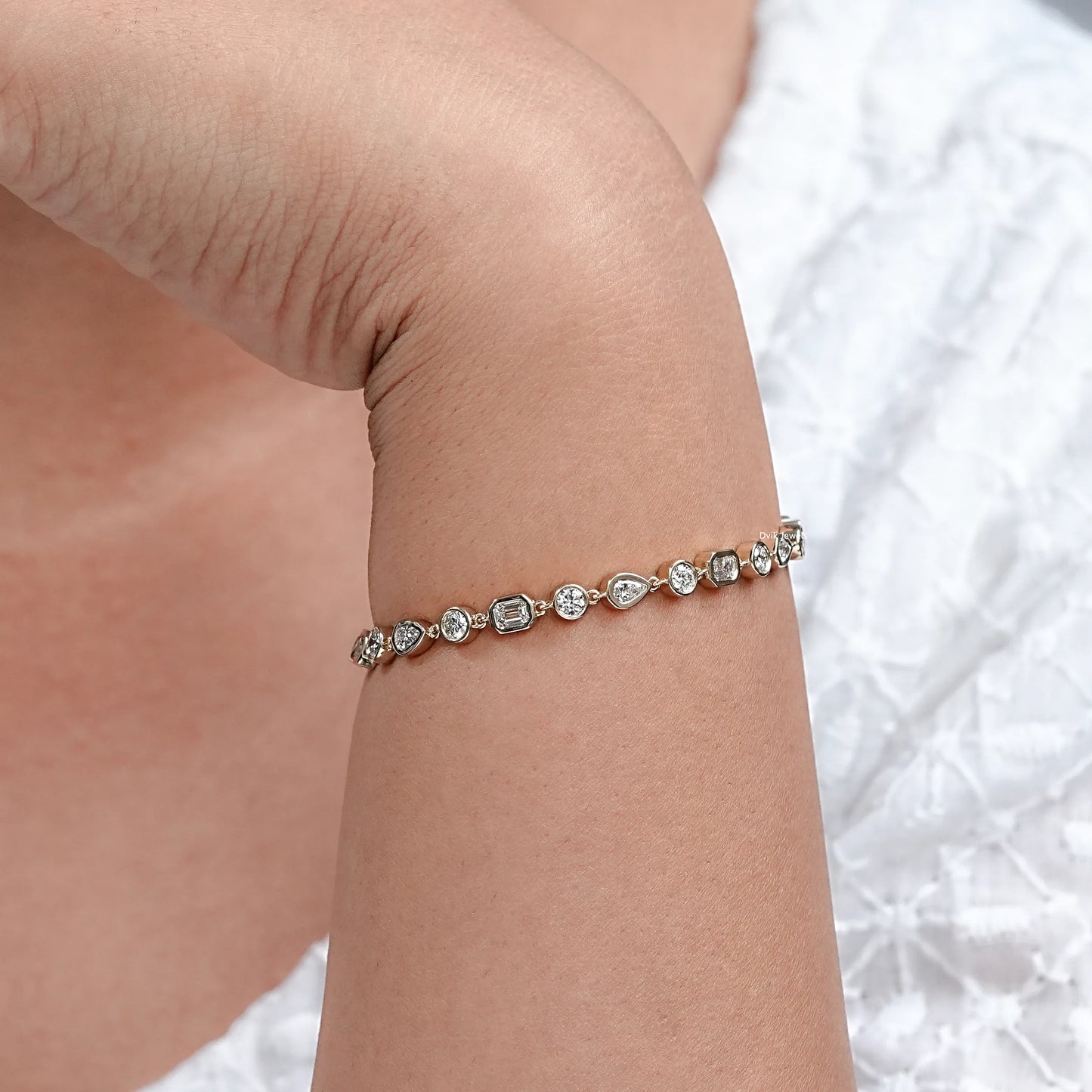 Multi Shape Lab Diamond Bezel Set Tennis Bracelet