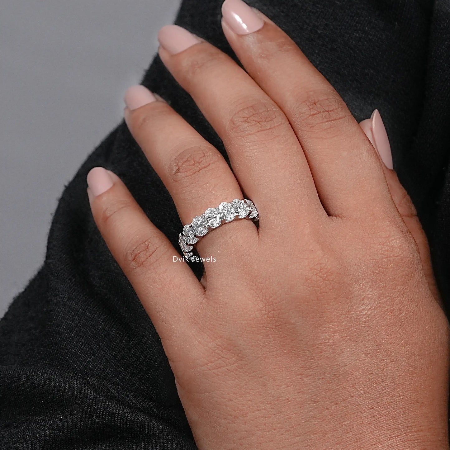 Oval Lab Grown Diamond Eternity Wedding Band