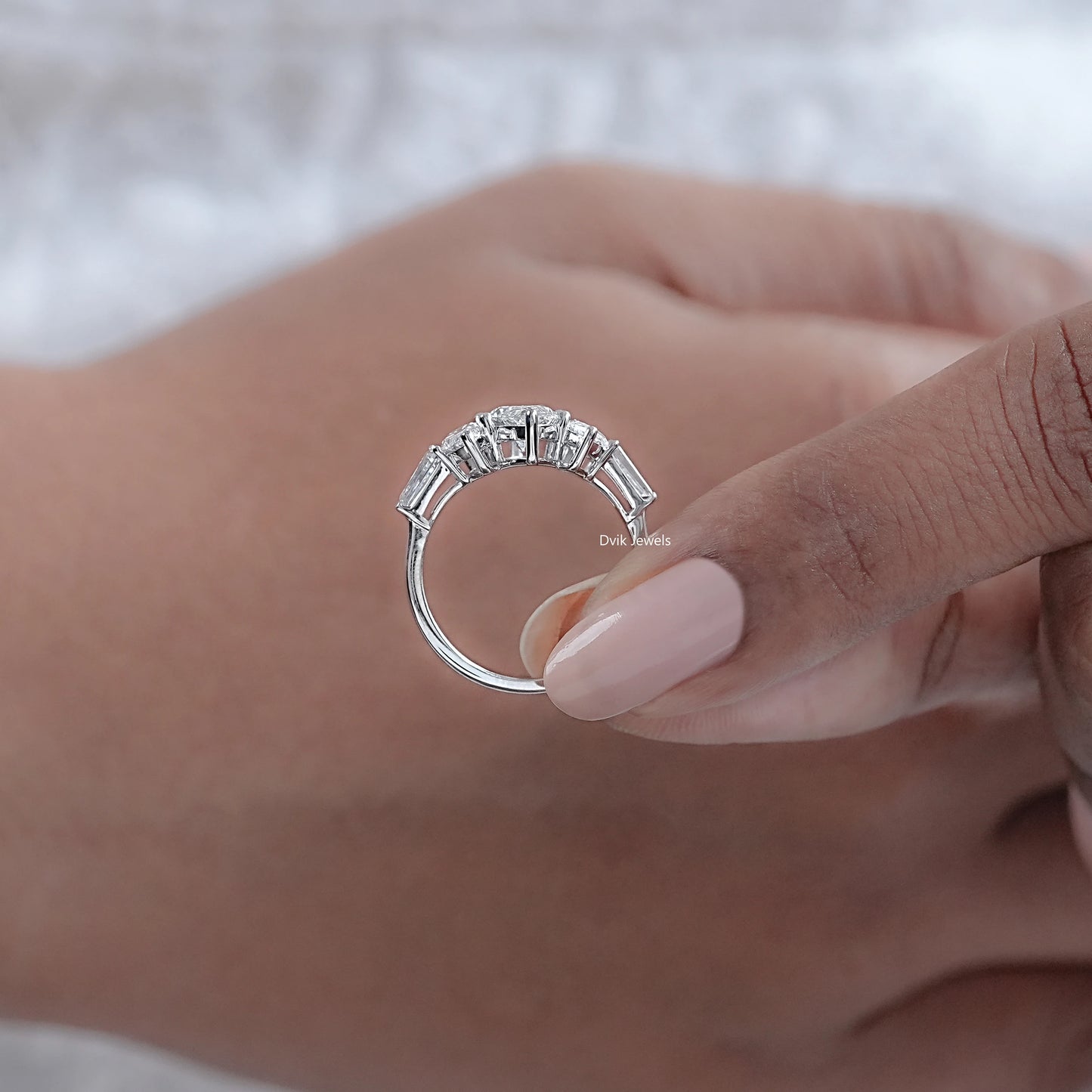 Marquise And Baguette Lab Diamond Five Stone Ring