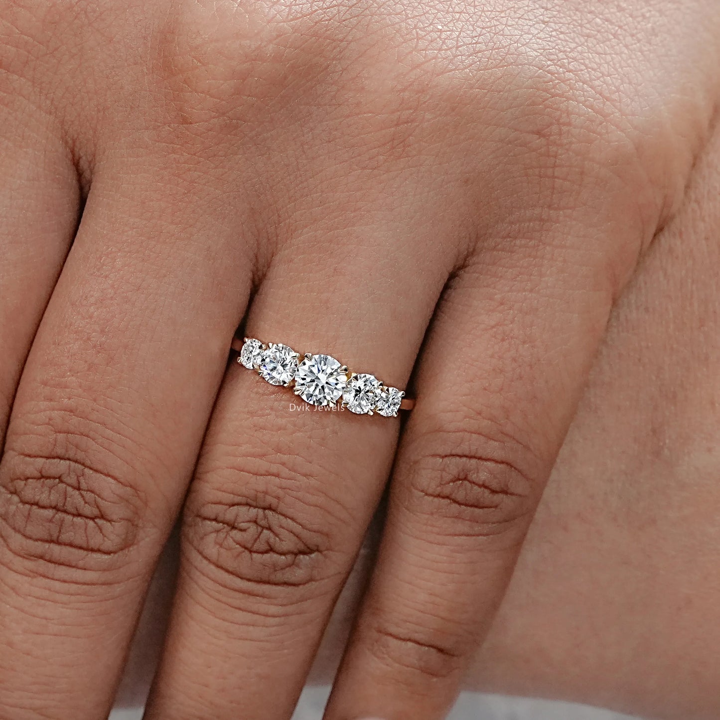 Five Stone Round Brilliant Cut Diamond Ring