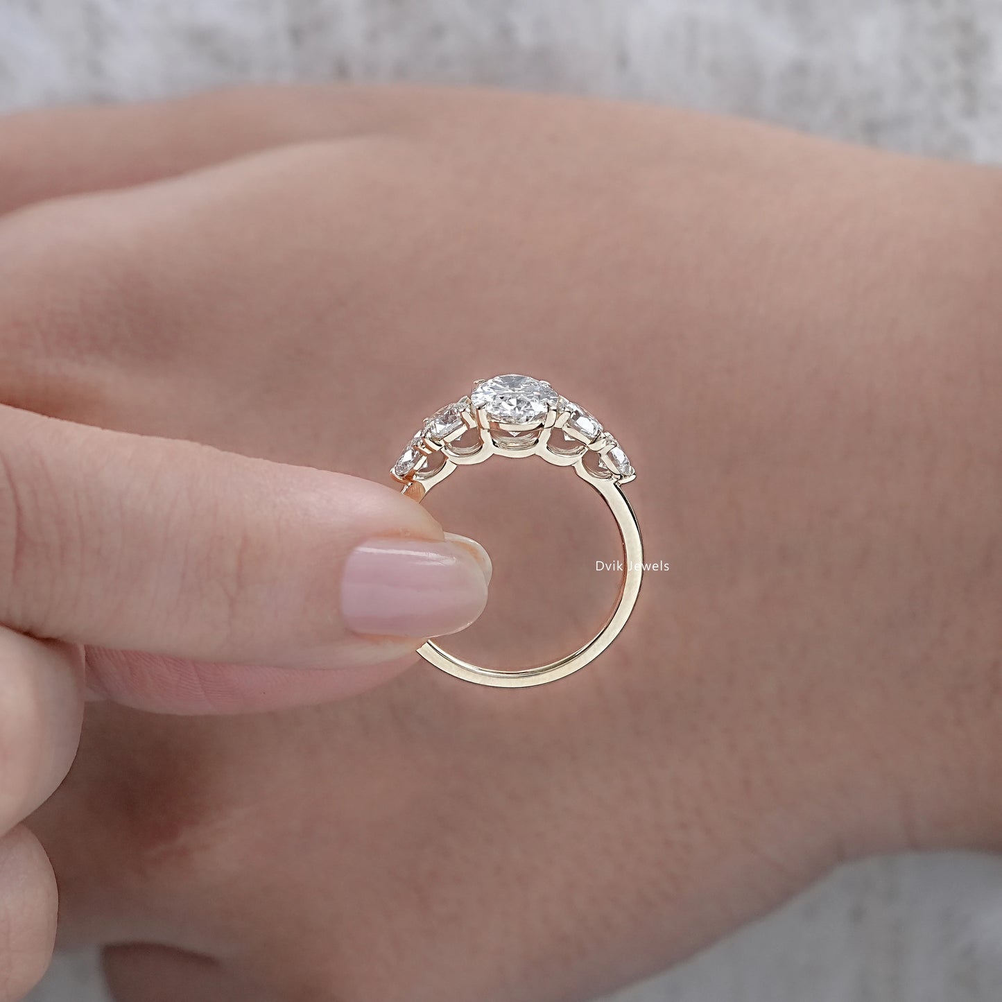 Oval Cut Lab Diamond Five Stone Ring