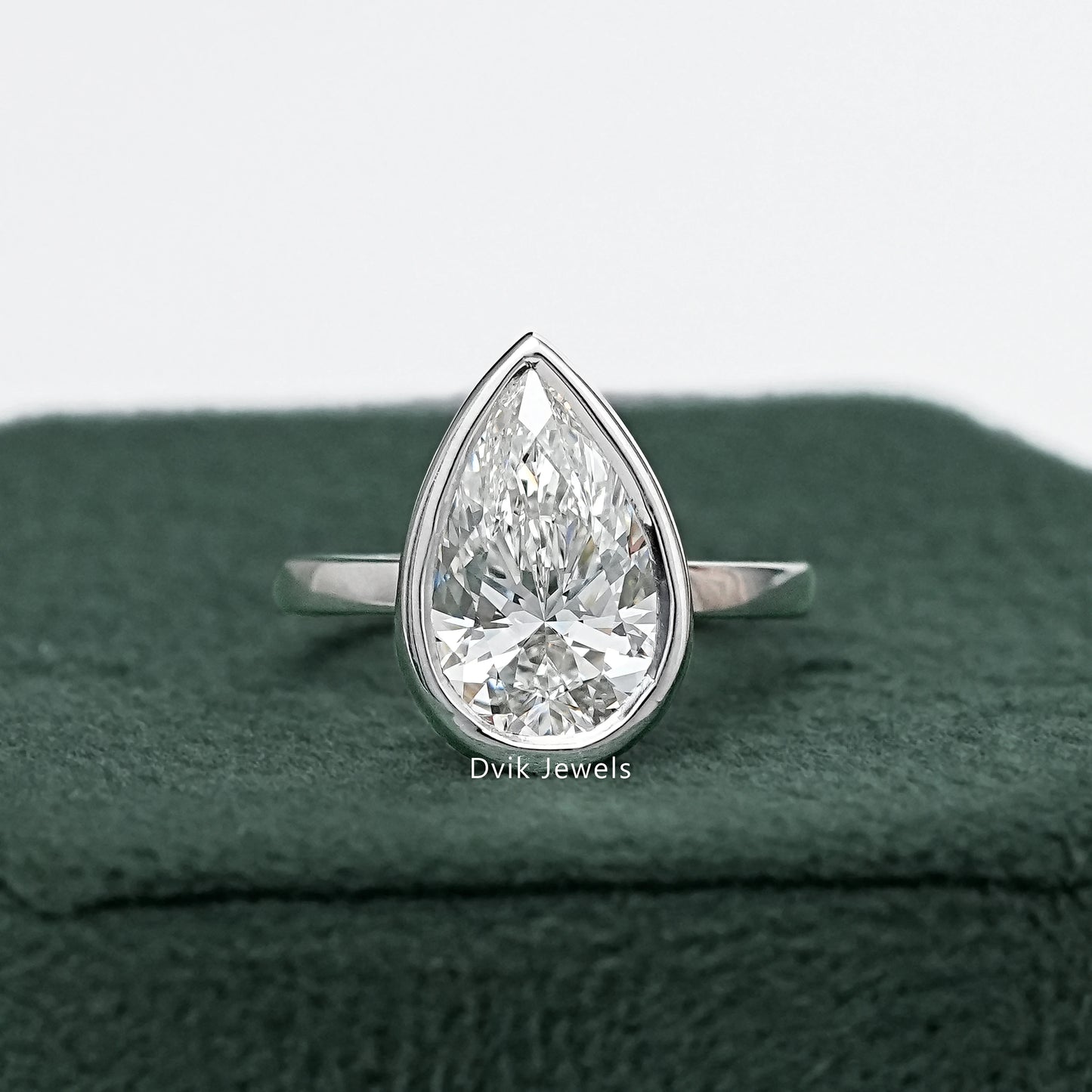 Bezel Set Pear Cut Diamond Ring