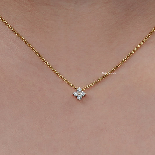 Round Diamond Floral Style Minimalist Pendant