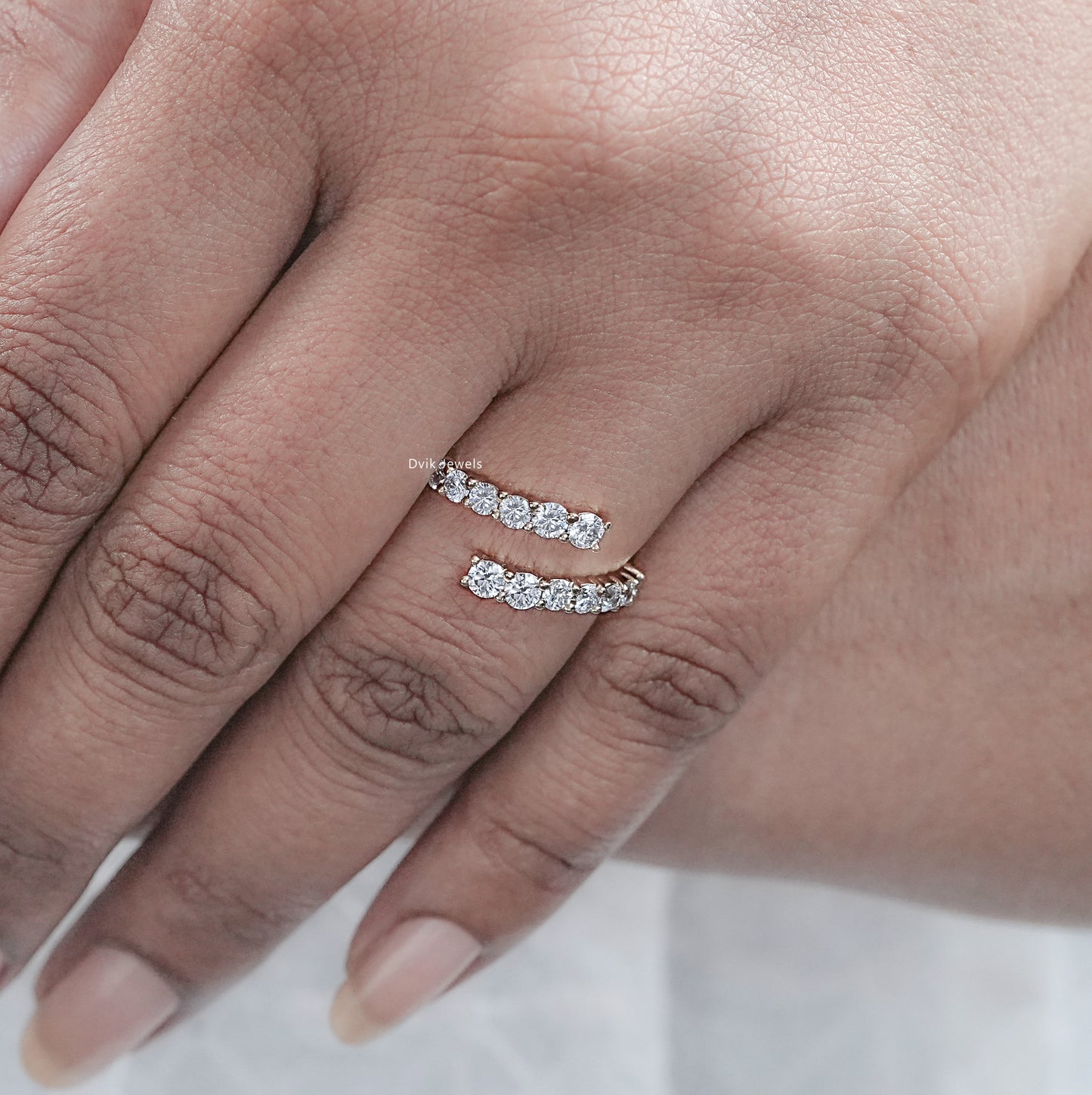Graduated Round Cut Lab Diamond Wrap Ring