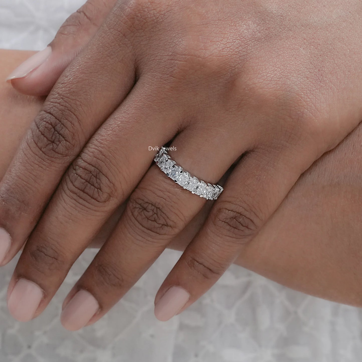Radiant Cut Lab Diamond Wedding Band