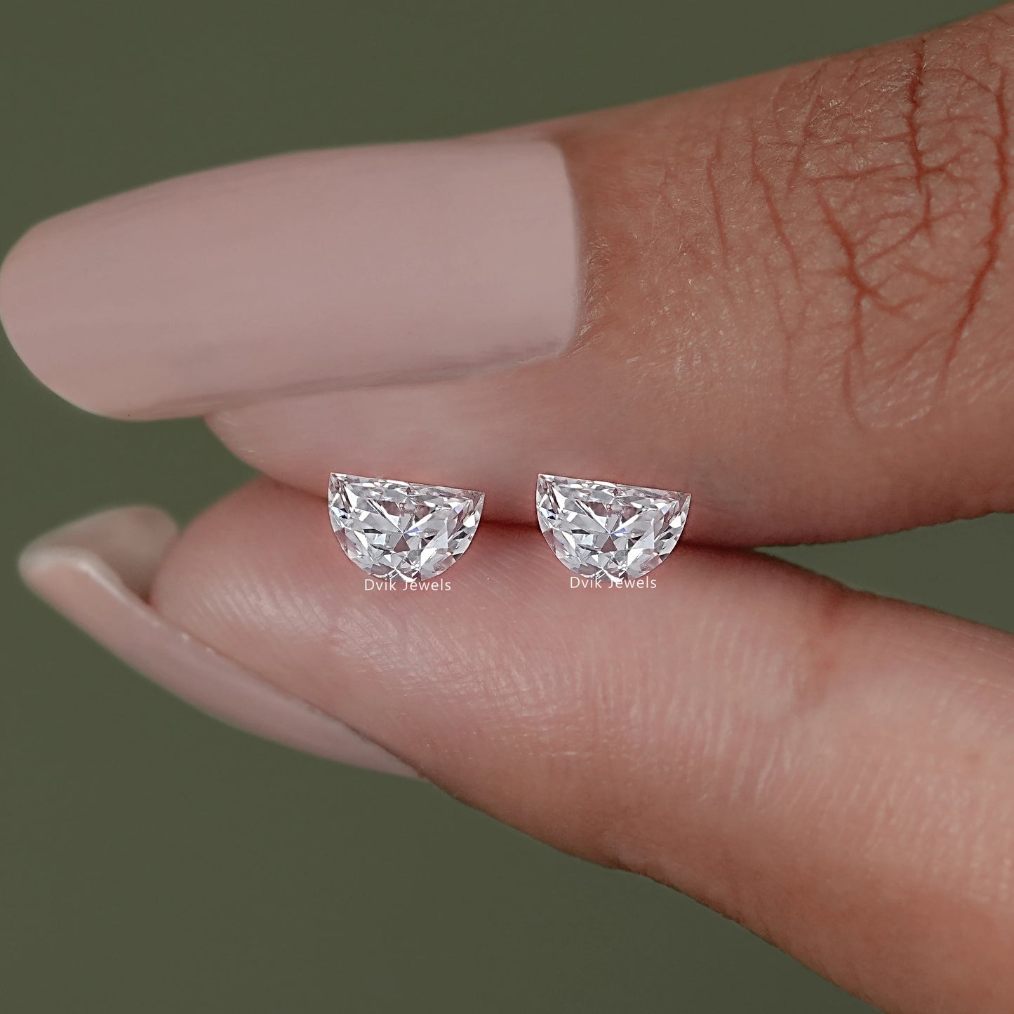 Half Moon Cut Lab Grown Loose Diamond Matching Pair