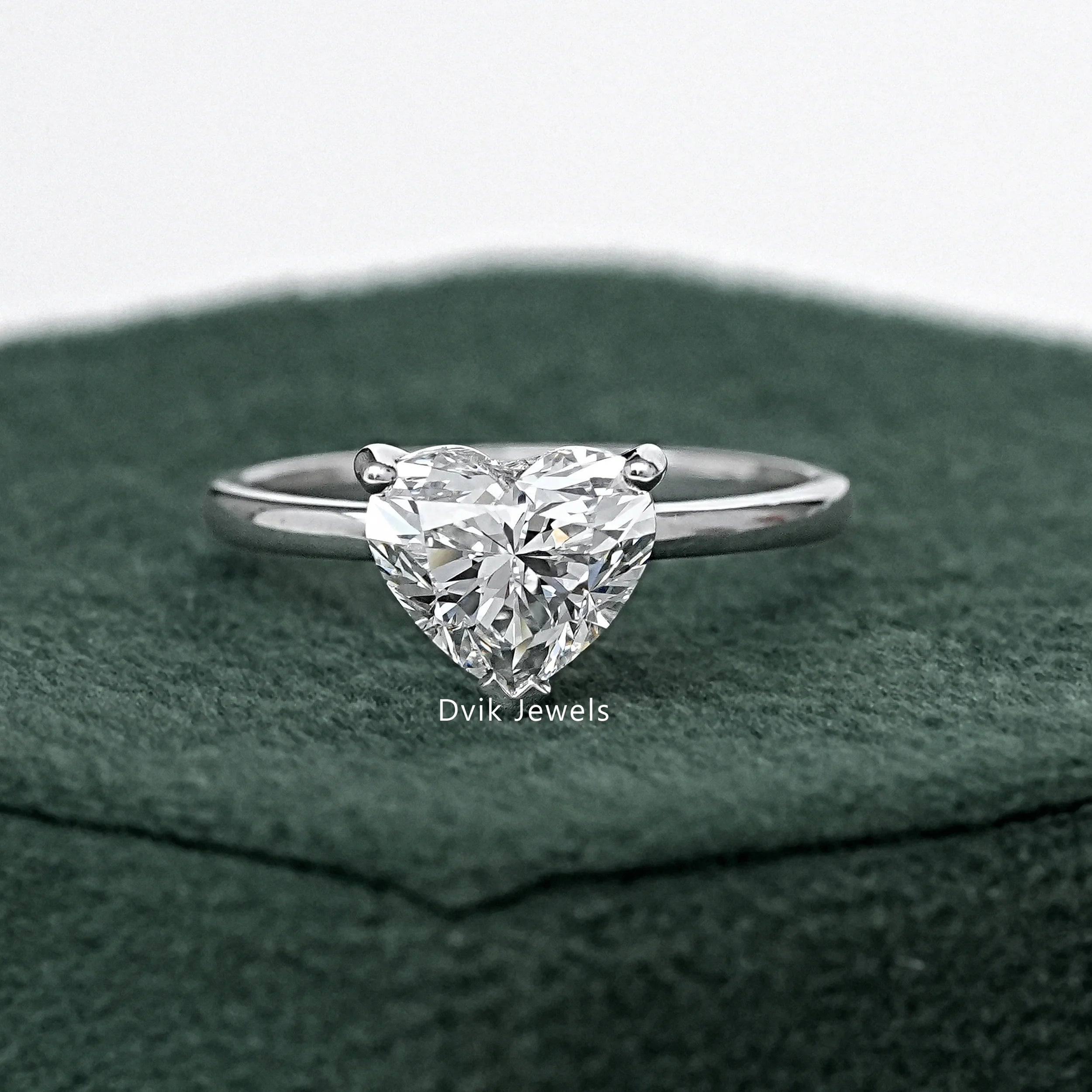 Lab Grown Diamond Heart Shape Solitaire Engagement Ring – Dvik Jewels