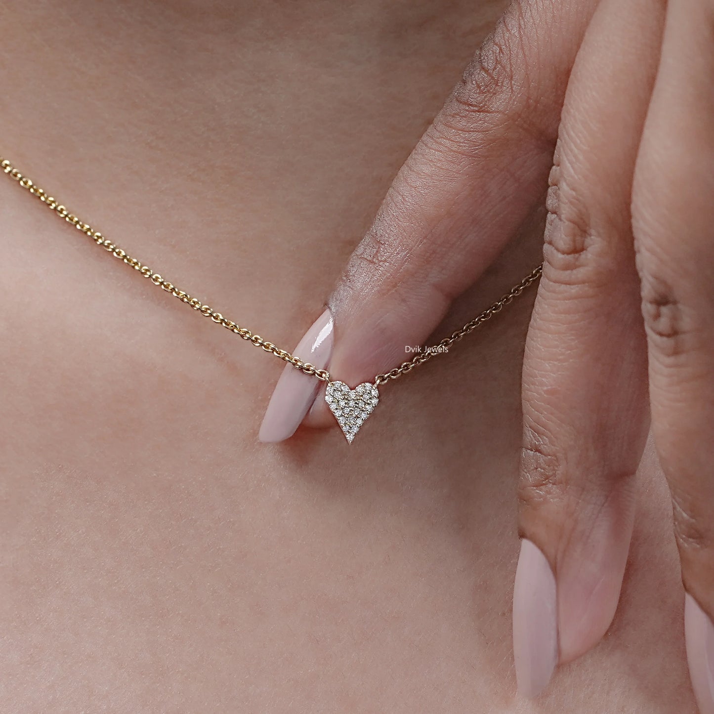 Pave Set Heart Shape Diamond Pendant Necklace