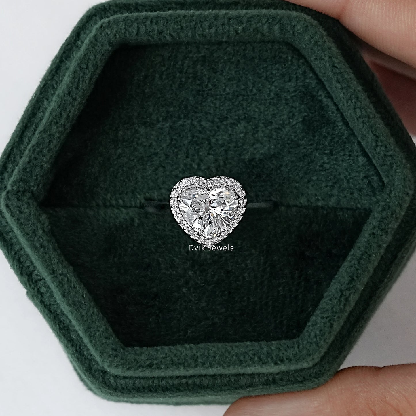 Heart Shape Halo Diamond Engagement Ring