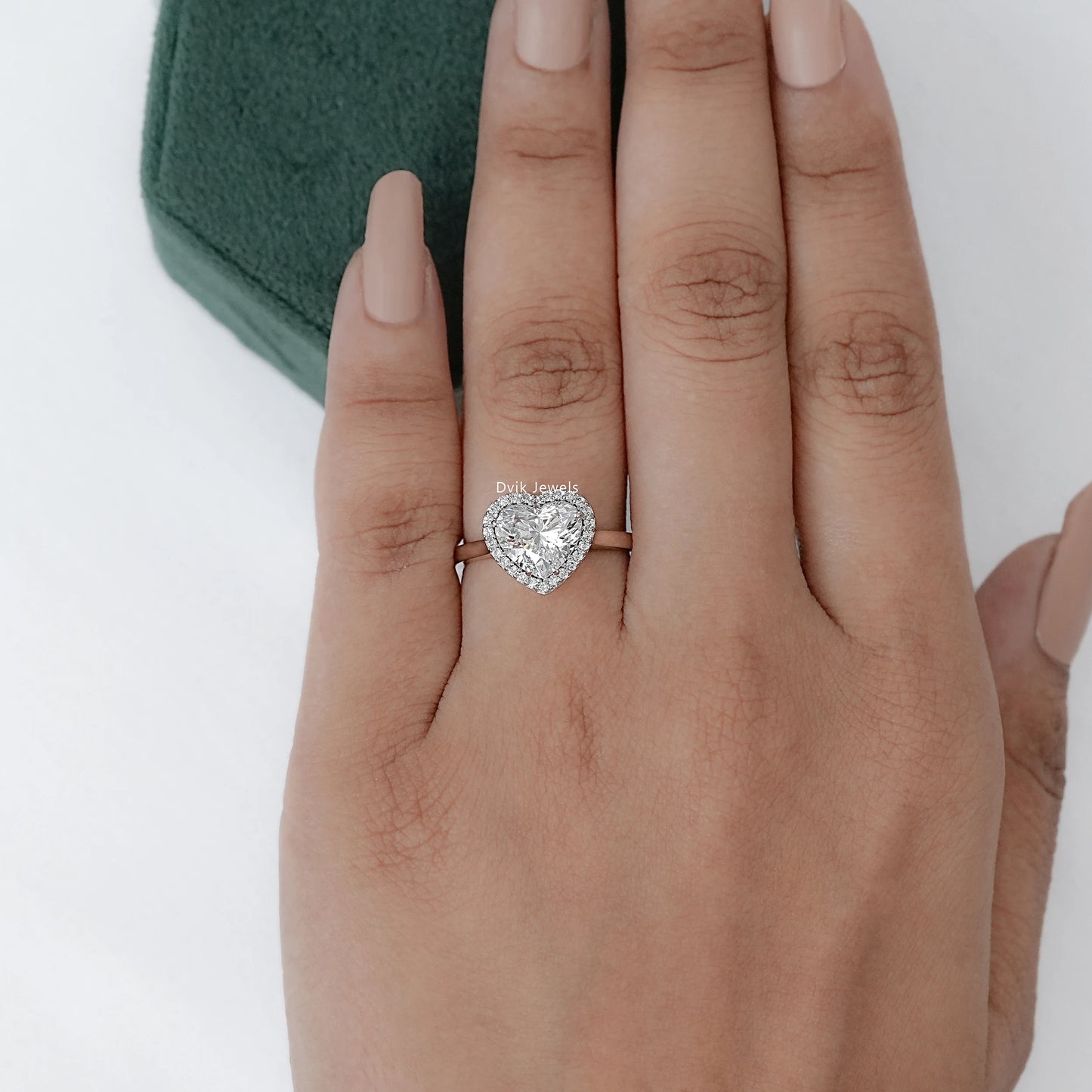 Heart Shape Halo Diamond Engagement Ring