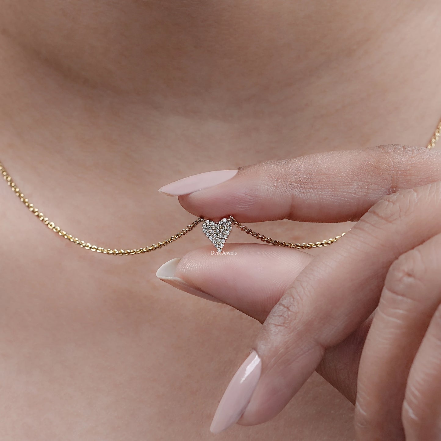 Pave Set Heart Shape Diamond Pendant Necklace