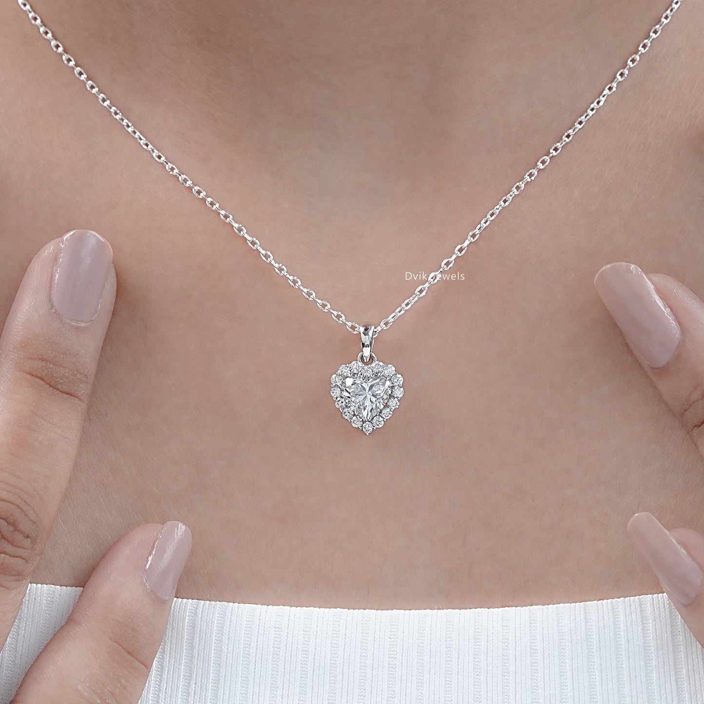 Heart Shape Lab Diamond Halo Pendant