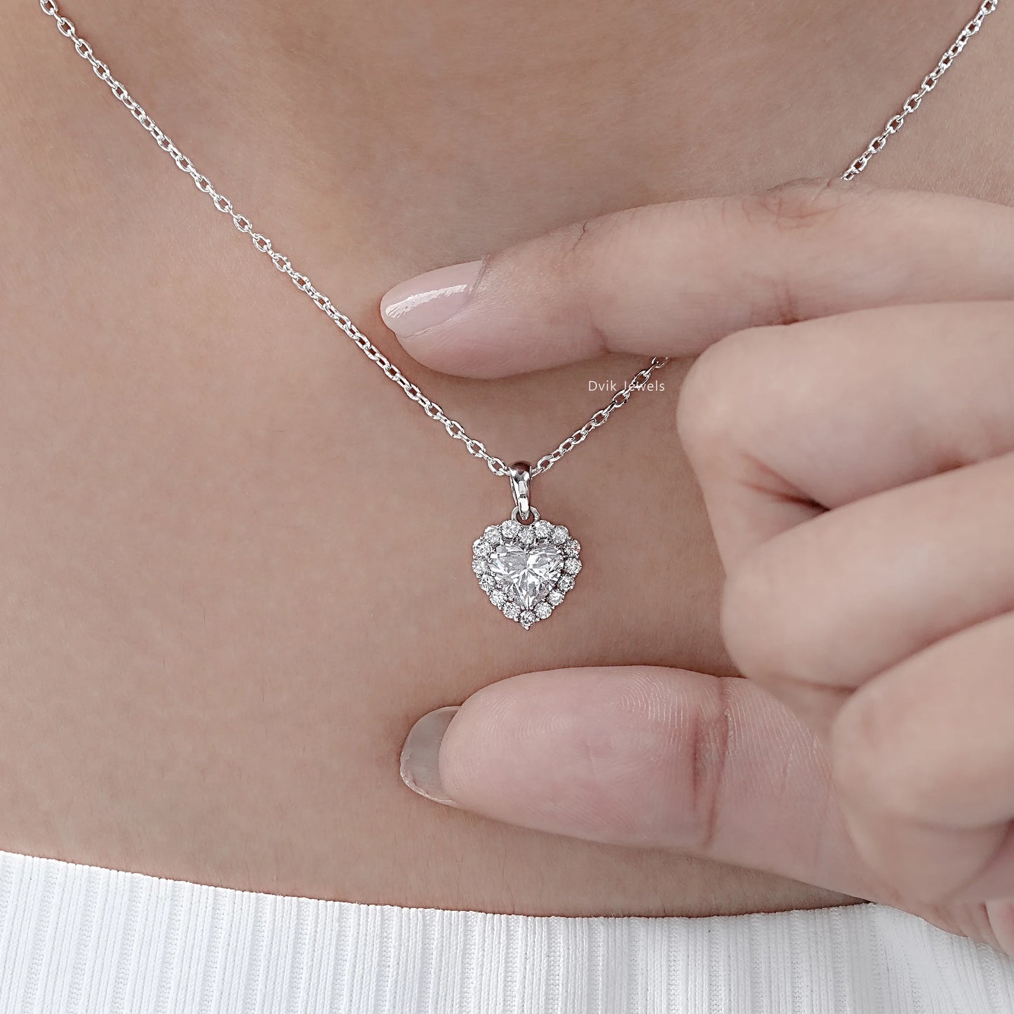 Heart Shape Lab Diamond Halo Pendant