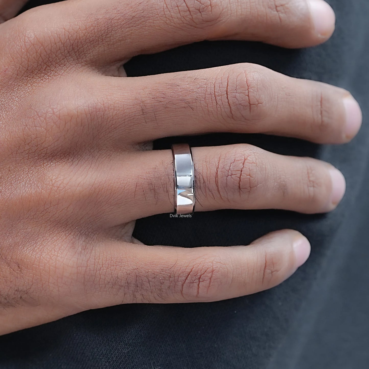 Solid Gold Hidden Birthstone Plain Men's Band