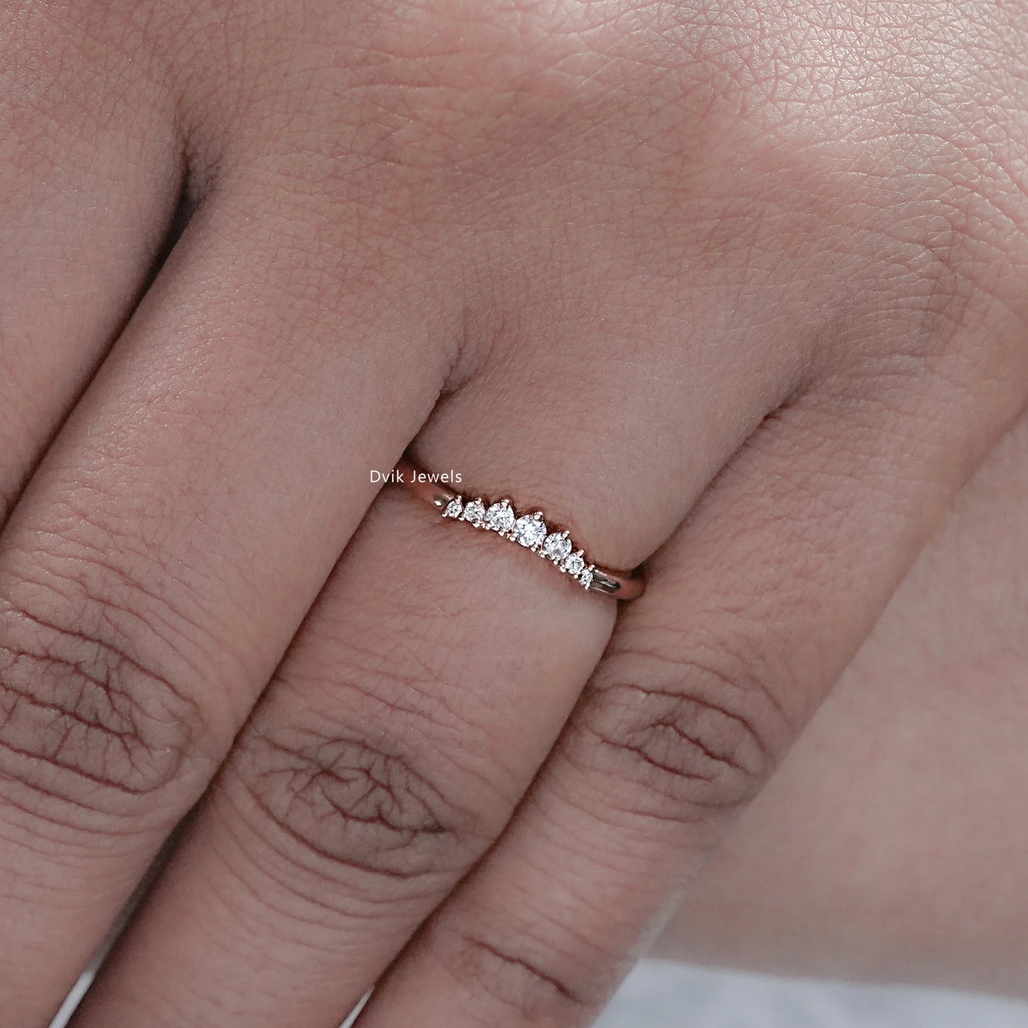 Round Cut Lab Diamond Seven Stone Wedding Band