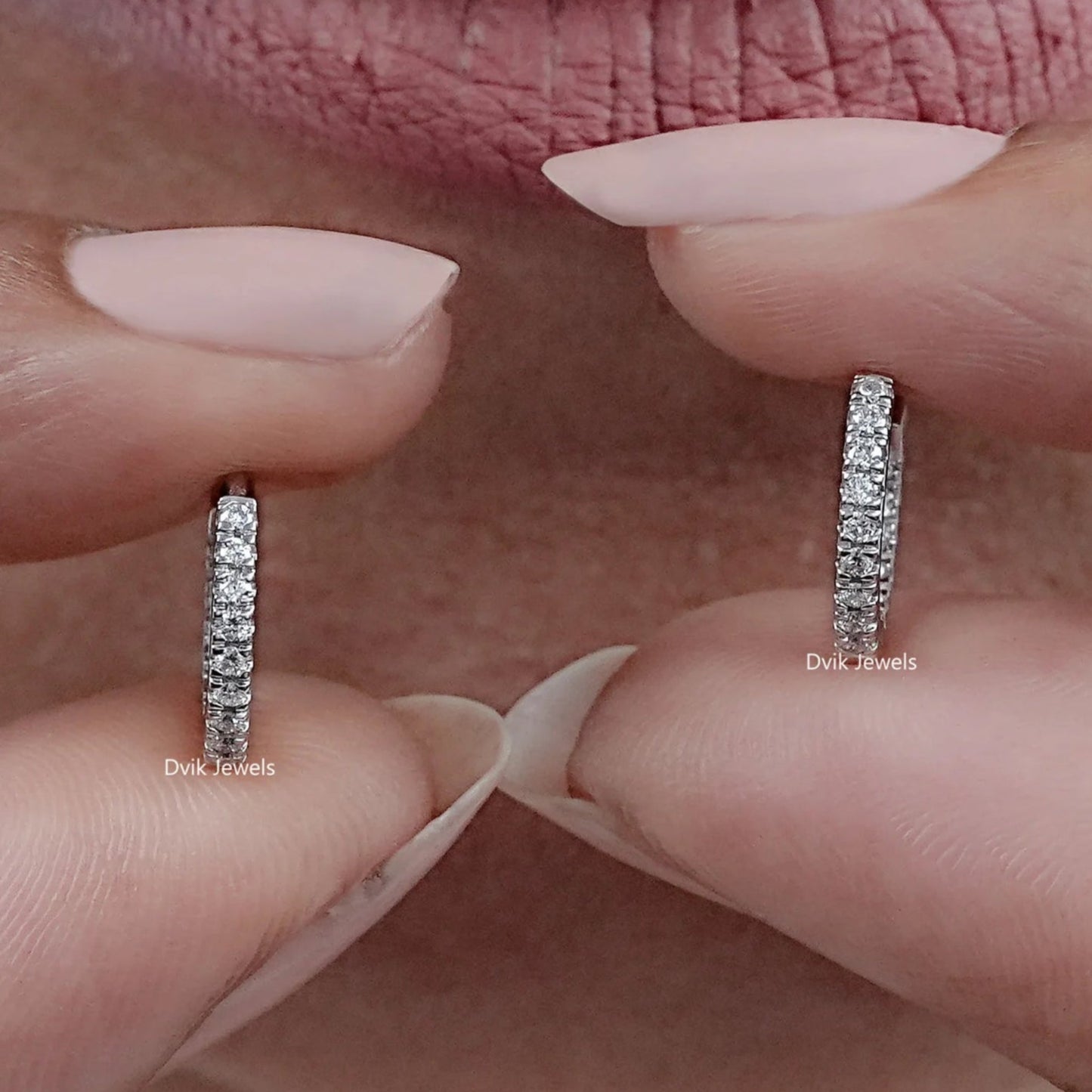 Dainty Round Cut Diamond Inside Out Huggie Earrings