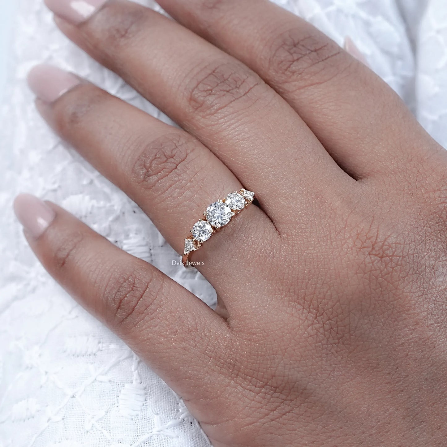 Round And Kite Cut Diamond Five Stone Ring