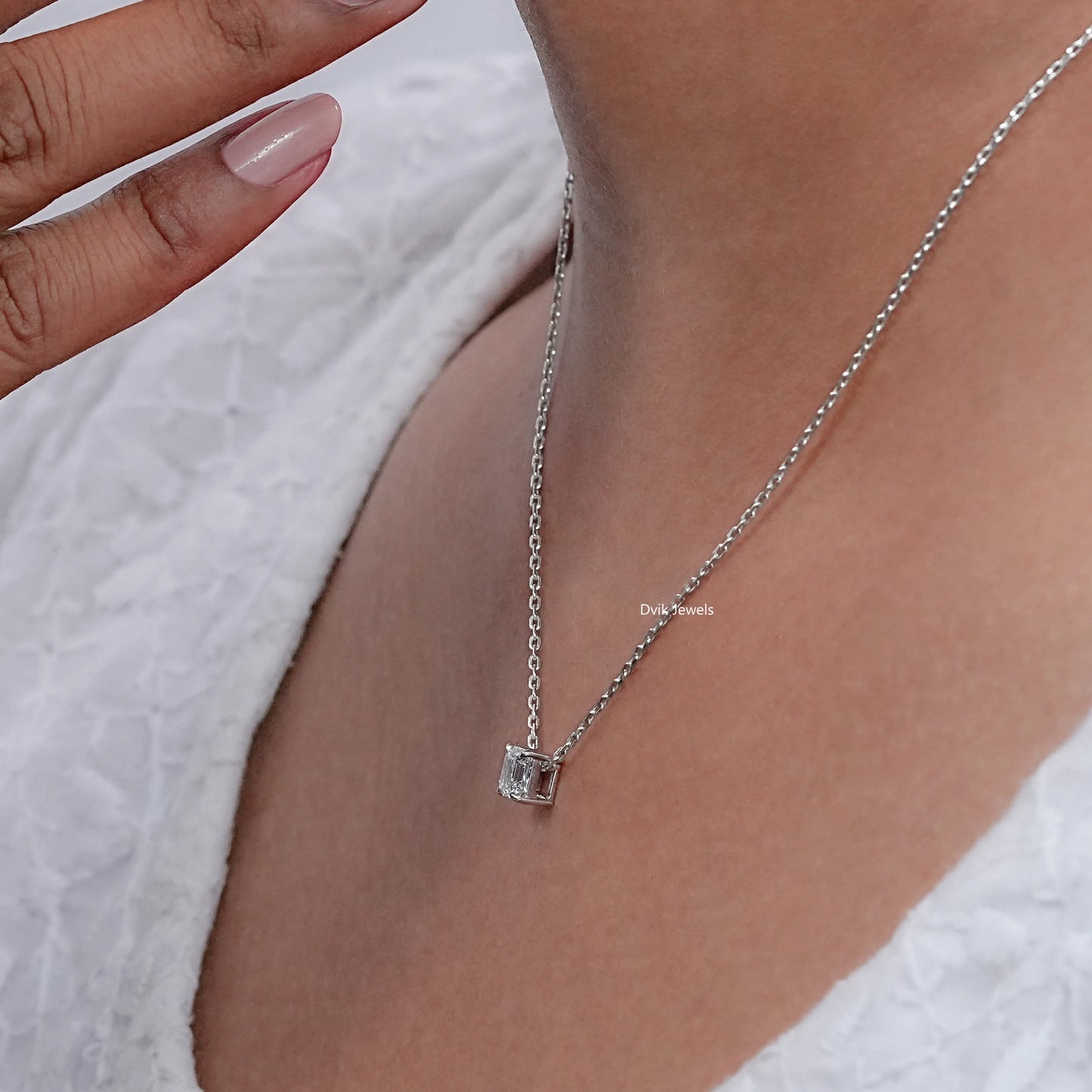 Asscher Cut Lab Diamond Solitaire Pendant