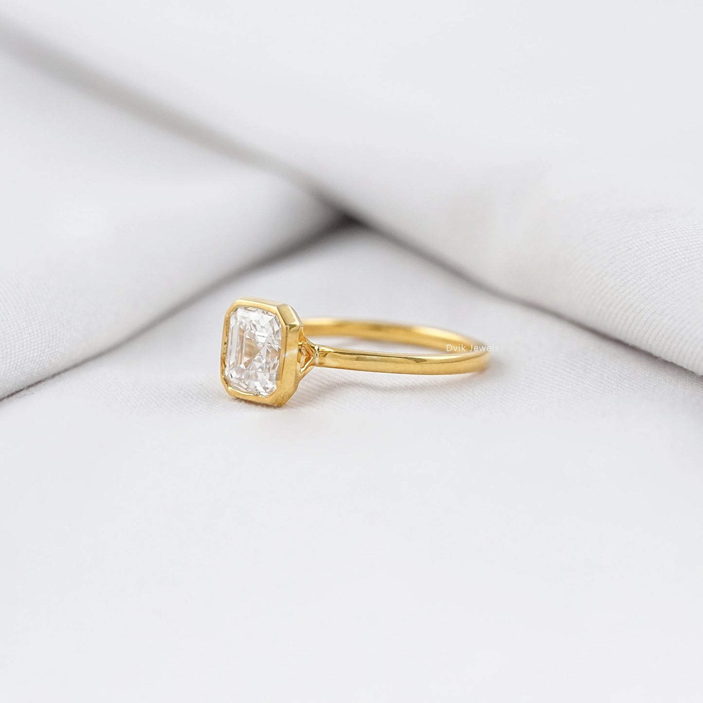 Bezel Set Asscher Diamond Engagement Ring