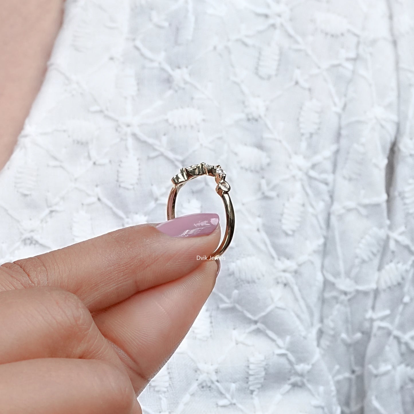Marquise Diamond Curved Wedding Band