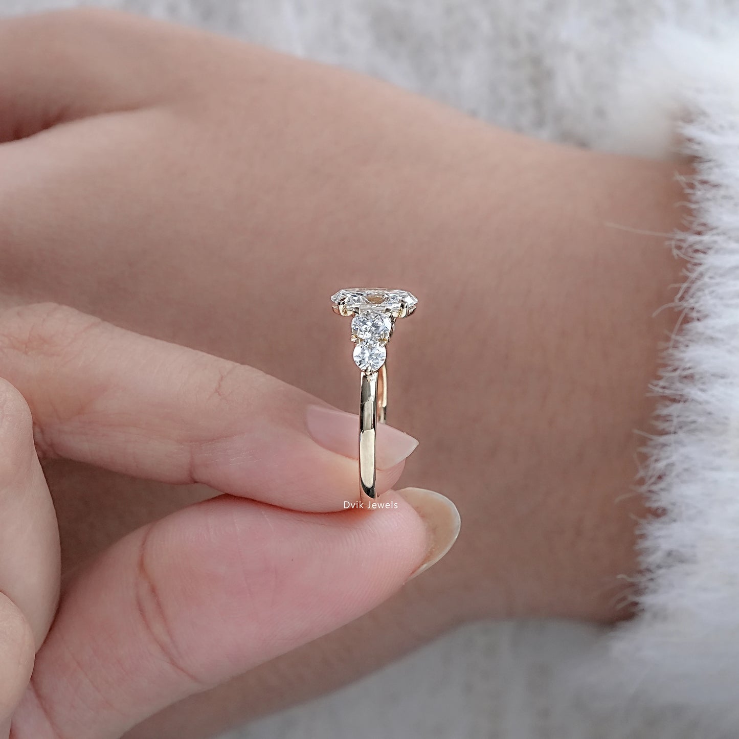 Oval Cut Lab Diamond Five Stone Ring